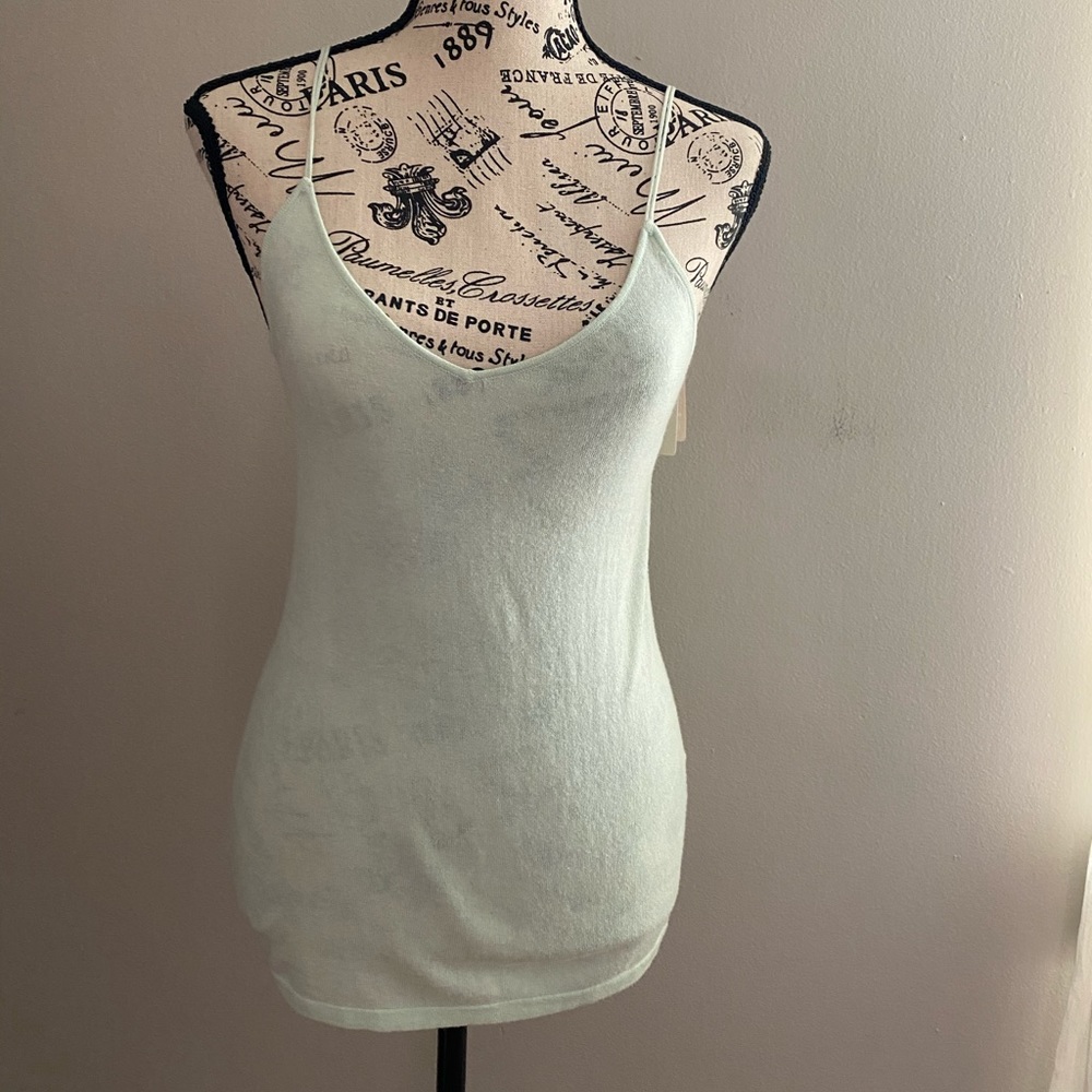 Minnie Rose Silk Blend Mint Green Fitted Tank Size S